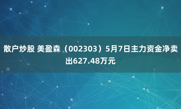 散户炒股 美盈森（002303）5月7日主力资金净卖出627.48万元